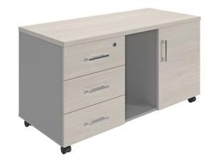 Купить Тумба для оргтехники NPW-410 белое дерево/серый в Белебее Тумба для оргтехники NPW-410 белое дерево/серый